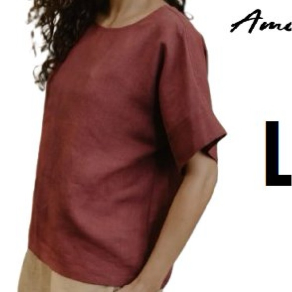 Large Amour Linen Terracotta Blouse